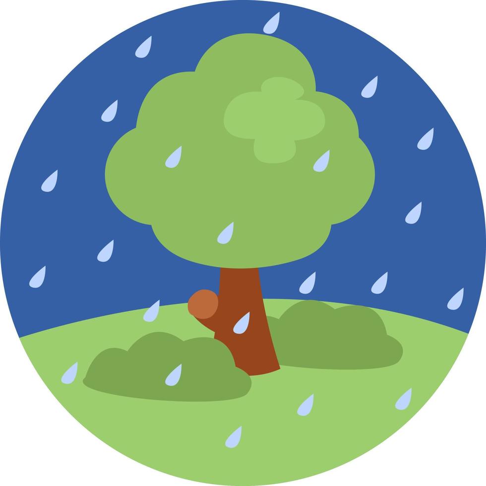 Spring rain on a tree, illustration, vector, on a white background. vector
