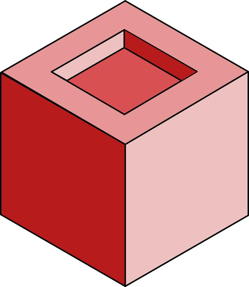 Red box, illustration, vector on white background.