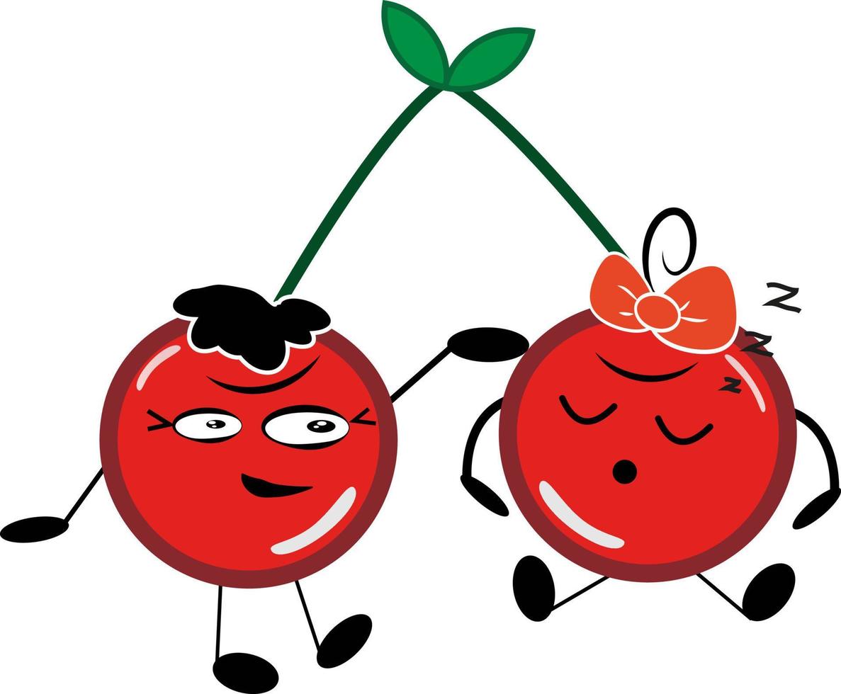Sleeping cherry, illustration, vector on a white background.