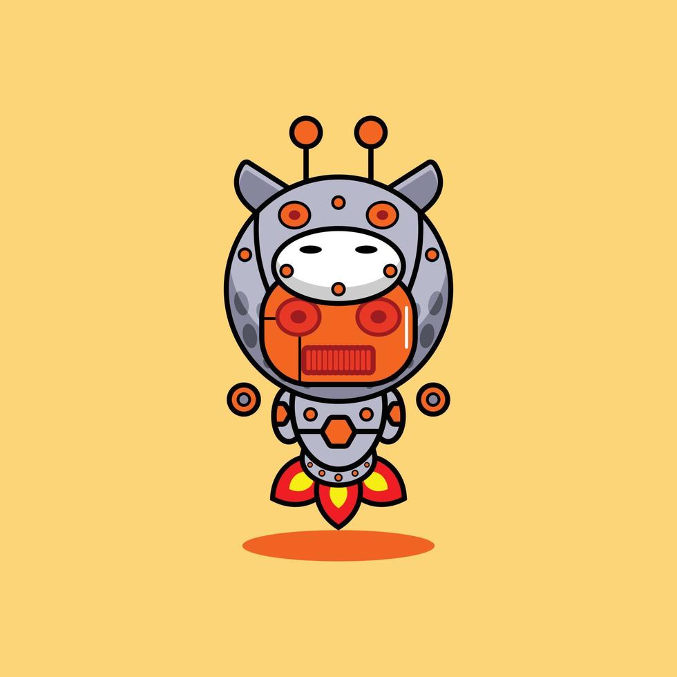 ilustración vectorial del personaje de dibujos animados mascota disfraz animal cohete lindo robot jirafa vector