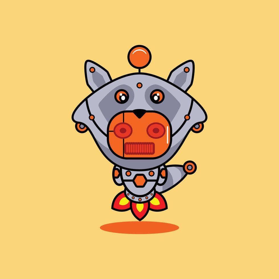 ilustración vectorial del personaje de dibujos animados mascota disfraz animal cohete lindo robot mapache vector