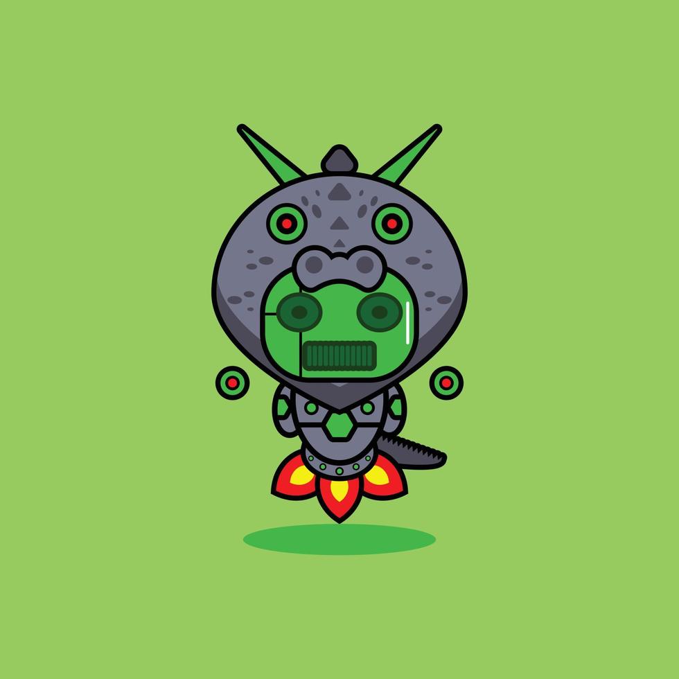 ilustración vectorial del personaje de dibujos animados mascota disfraz animal cohete lindo robot cocodrilo vector