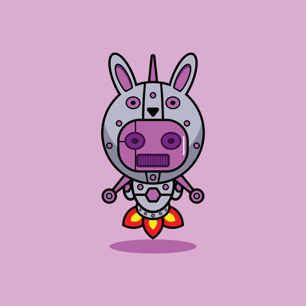 vector illustration of cartoon character mascot costume animal rocket cute robot rabbit