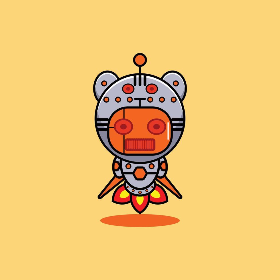 vector illustration of cartoon character mascot costume animal rocket cute robot tiger