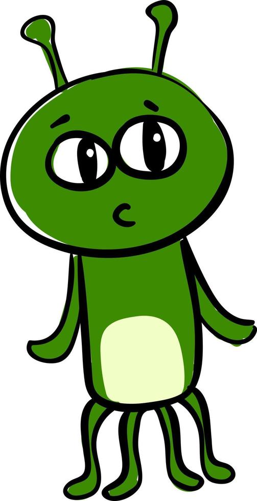 Green alien, illustration, vector on white background.