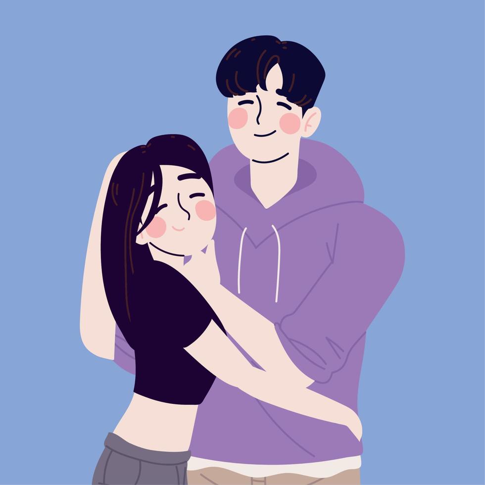 cute Korean couple vector
