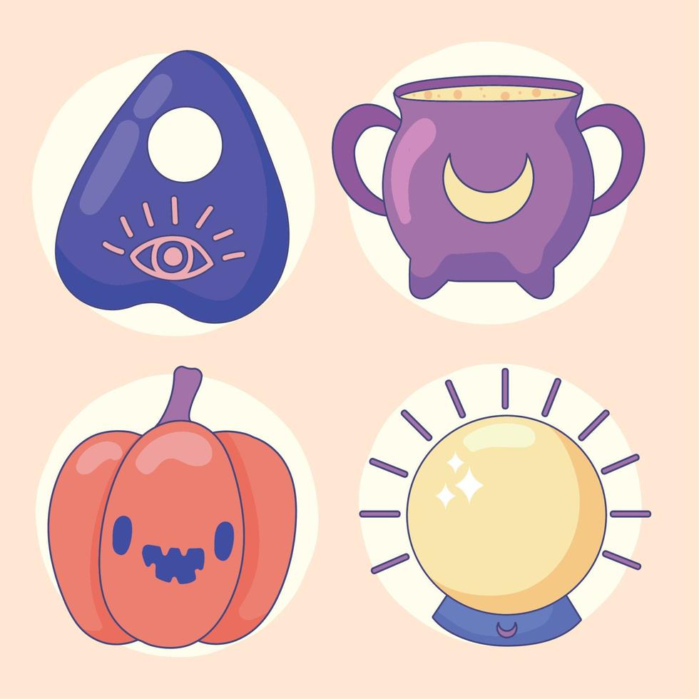 icons set, halloween party vector