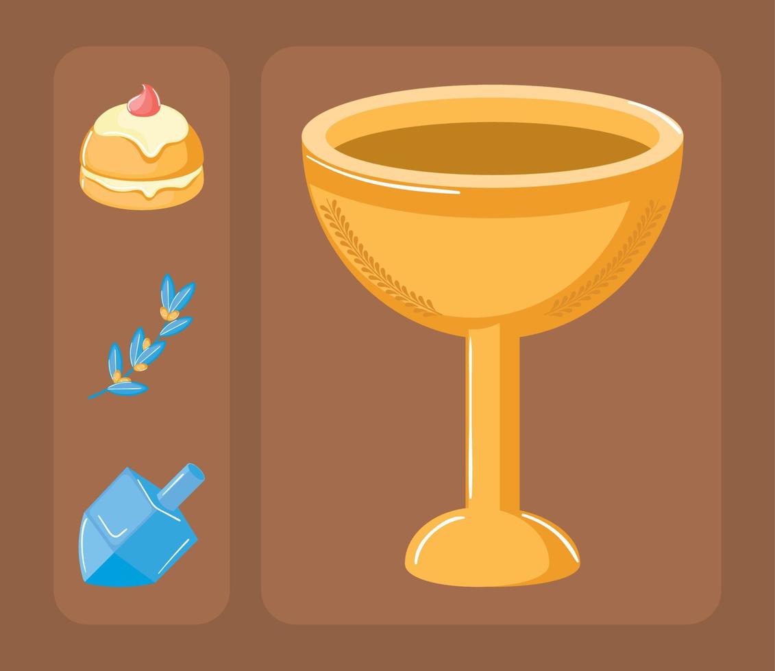 hanukkah, icons set vector