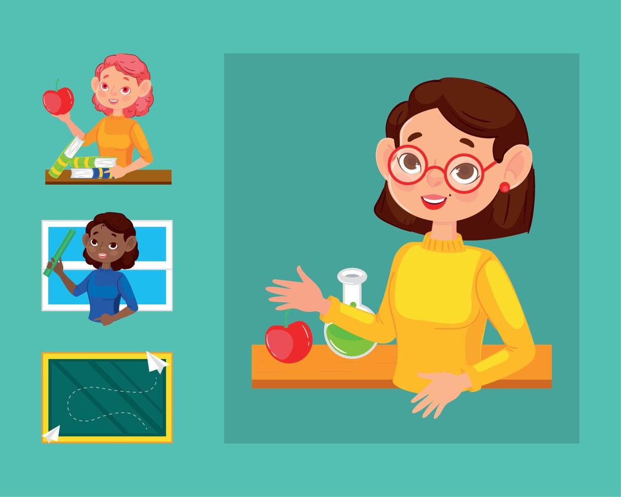 set school teachers vector