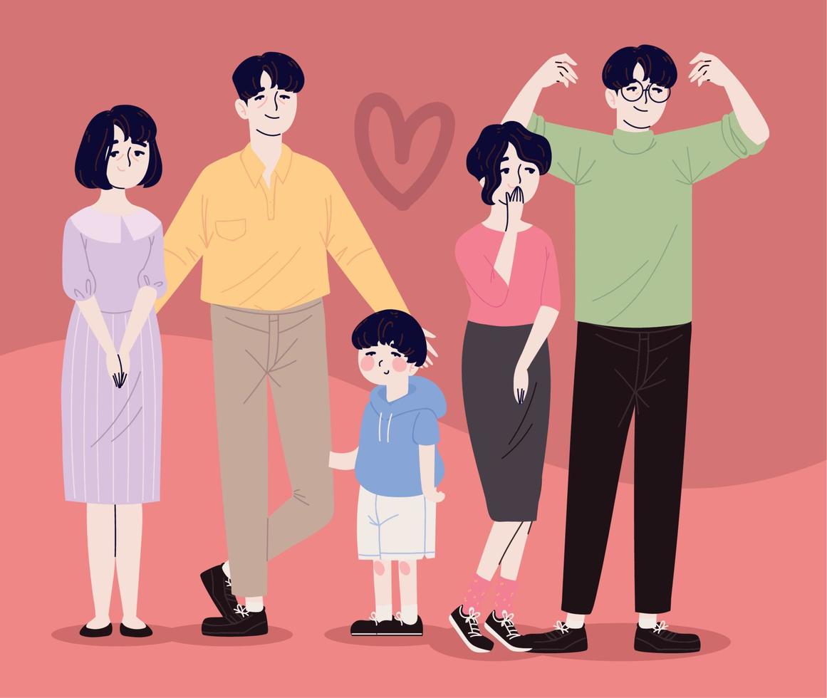 korean characters family vector
