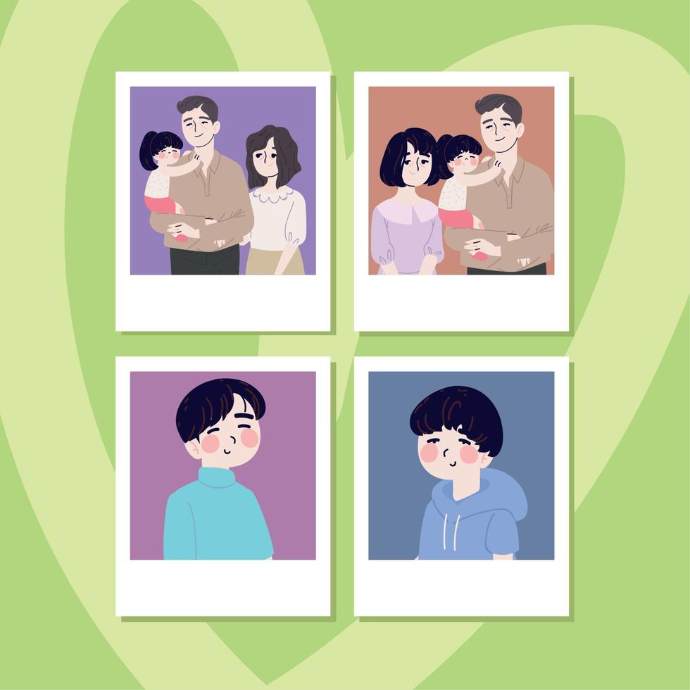 collection icon korean families vector
