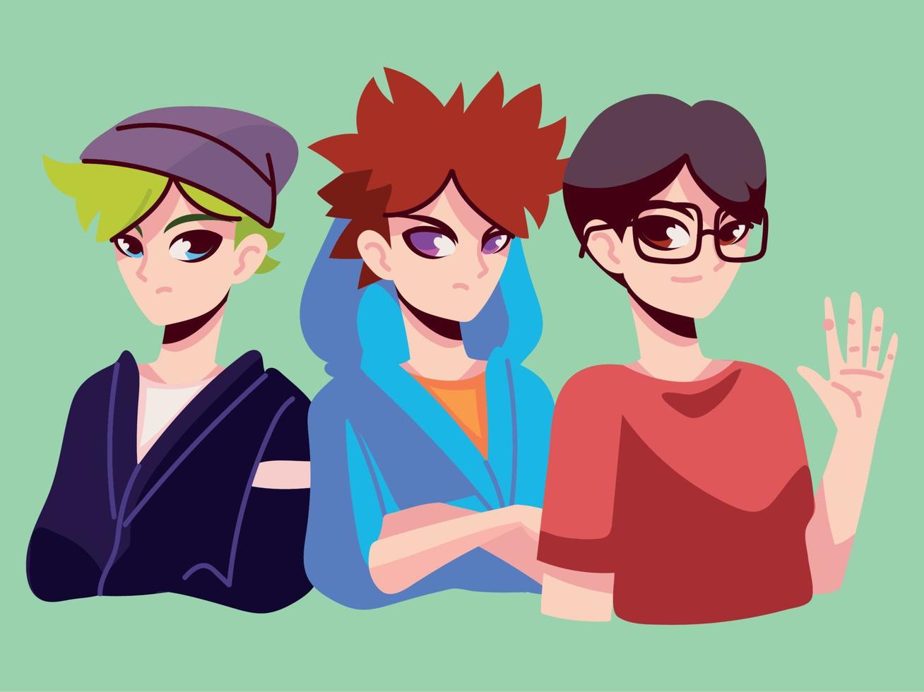 group anime boys vector