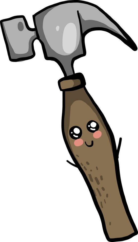 Hammer with little hands, illustration, vector on white background