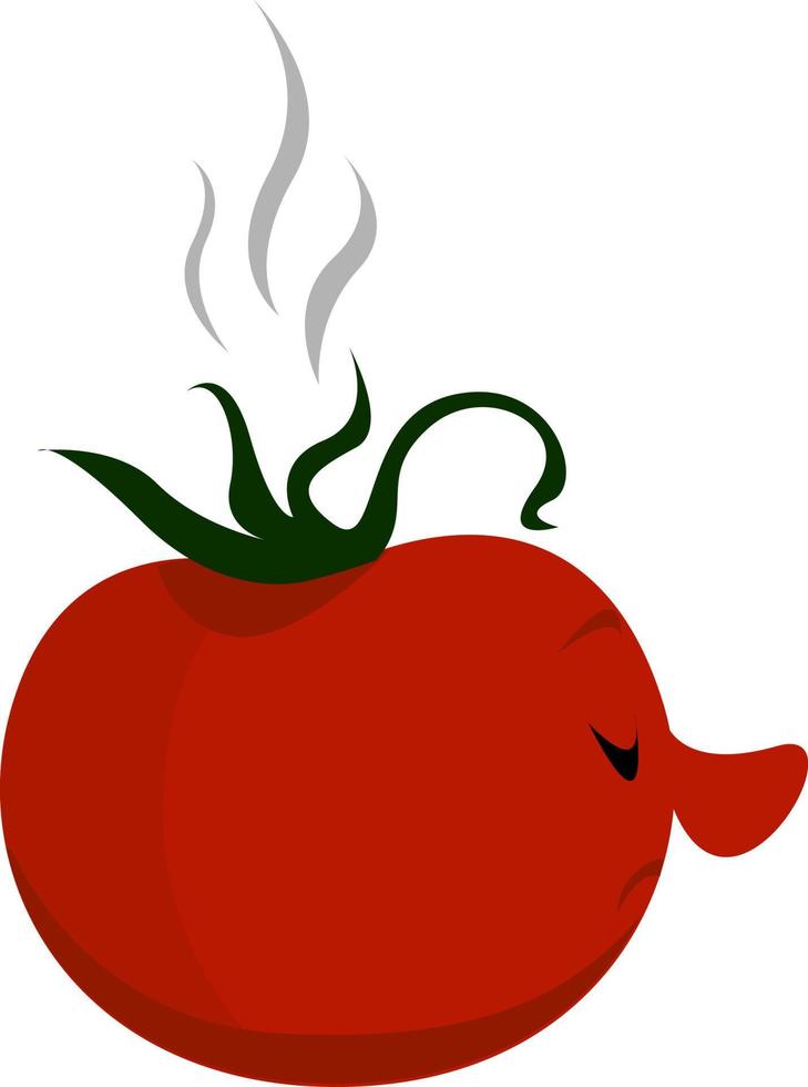 tomate podrido, ilustración, vector sobre fondo blanco.