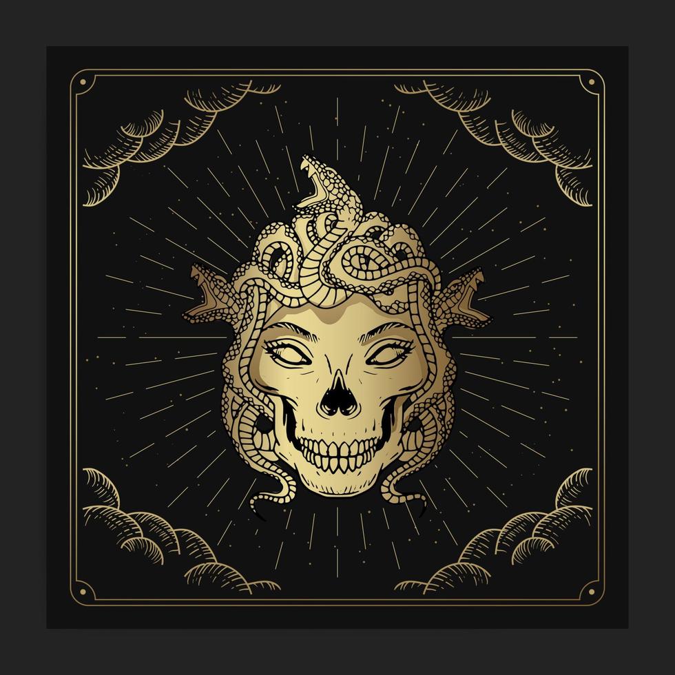 Skull head of gorgon medusa vector