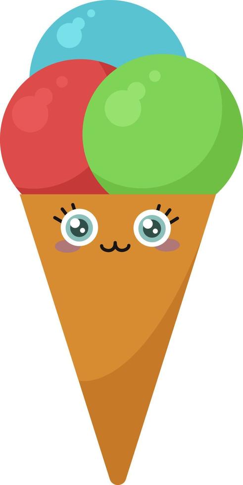 Cone ice cream, illustration, vector on white background