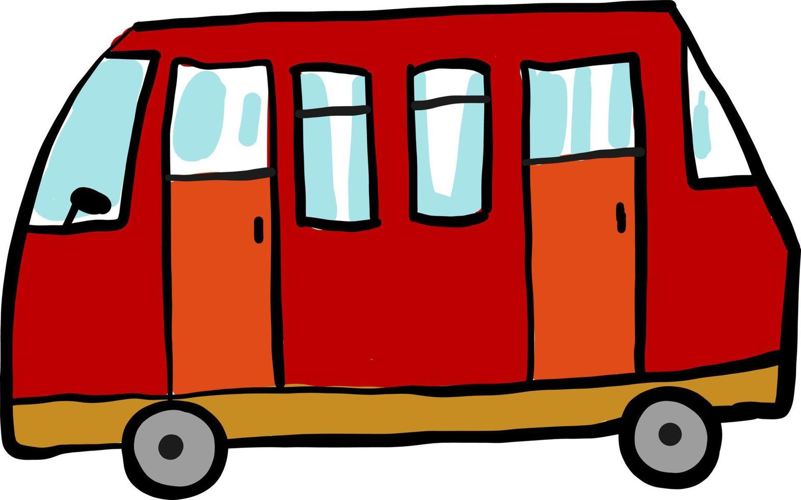 autobús rojo, ilustración, vector sobre fondo blanco