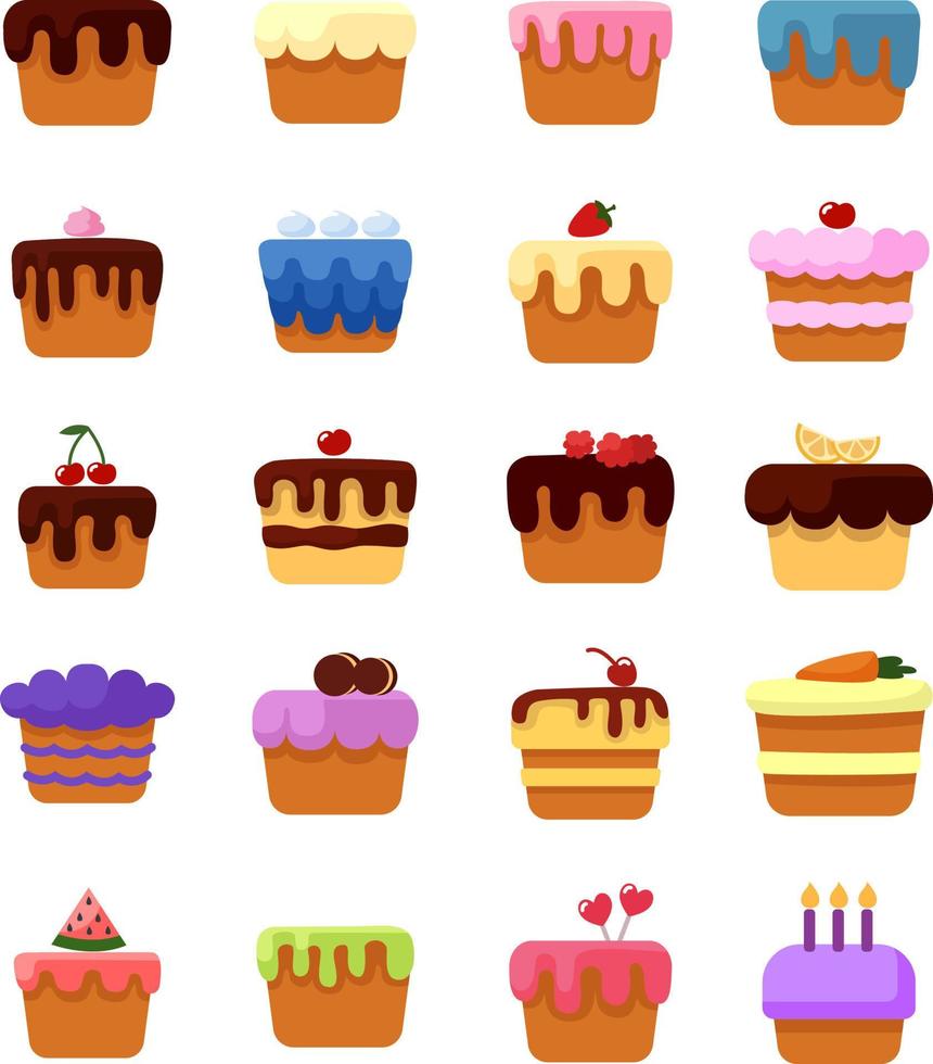 Delicious cakes, illustration, vector on a white background