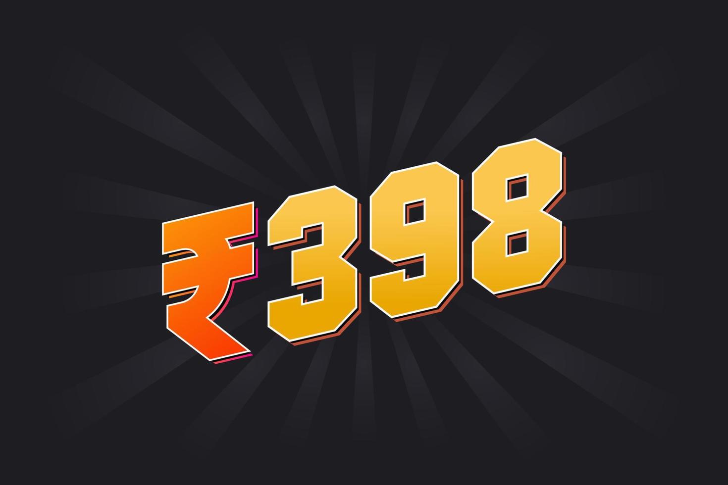 398 Indian Rupee vector currency image. 398 Rupee symbol bold text vector illustration