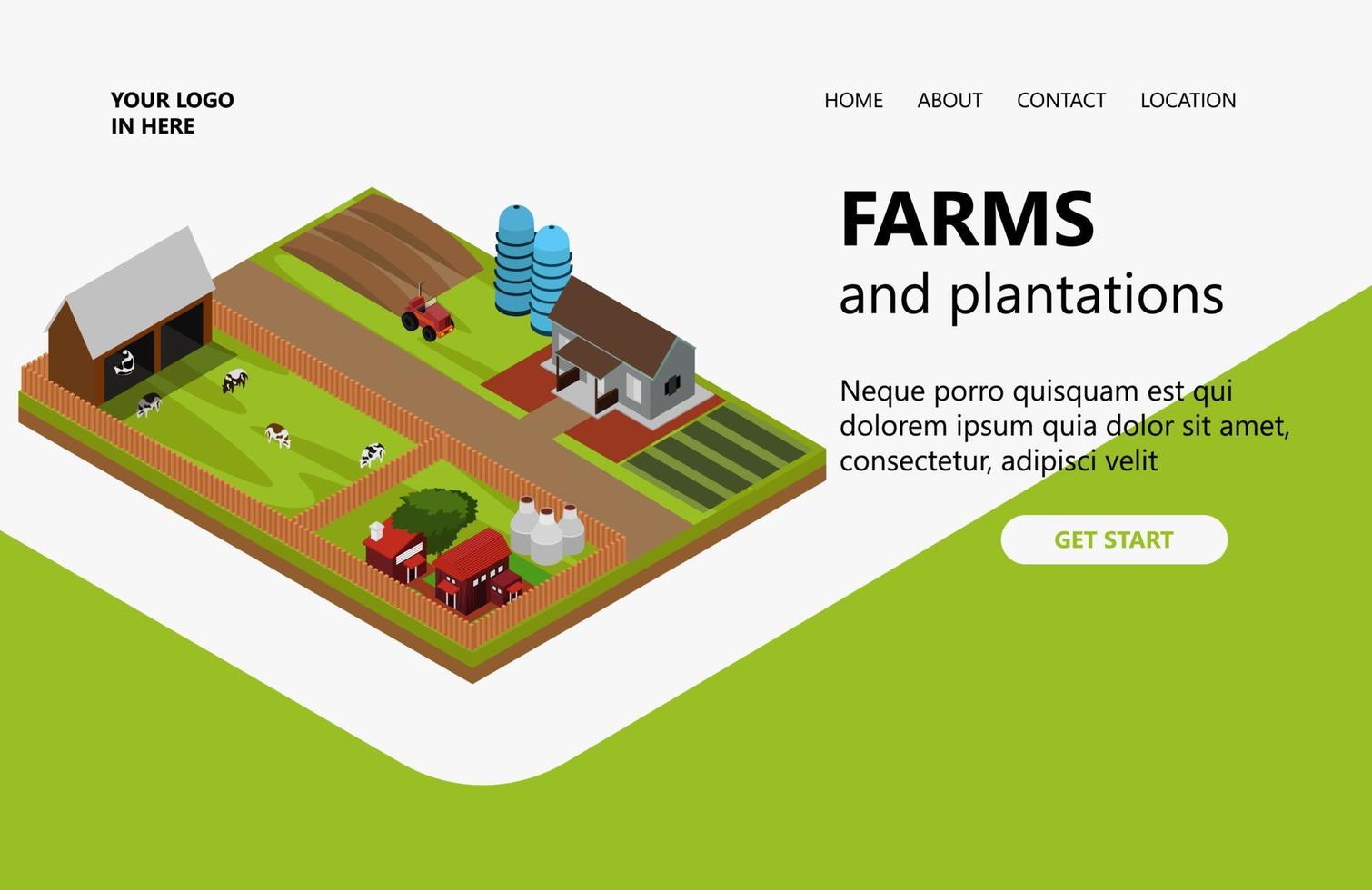 Illustration of cattle farming and dairy industry Suitable for landing page, flyers, Infographics, And Other Graphic Related Assets-vector vector