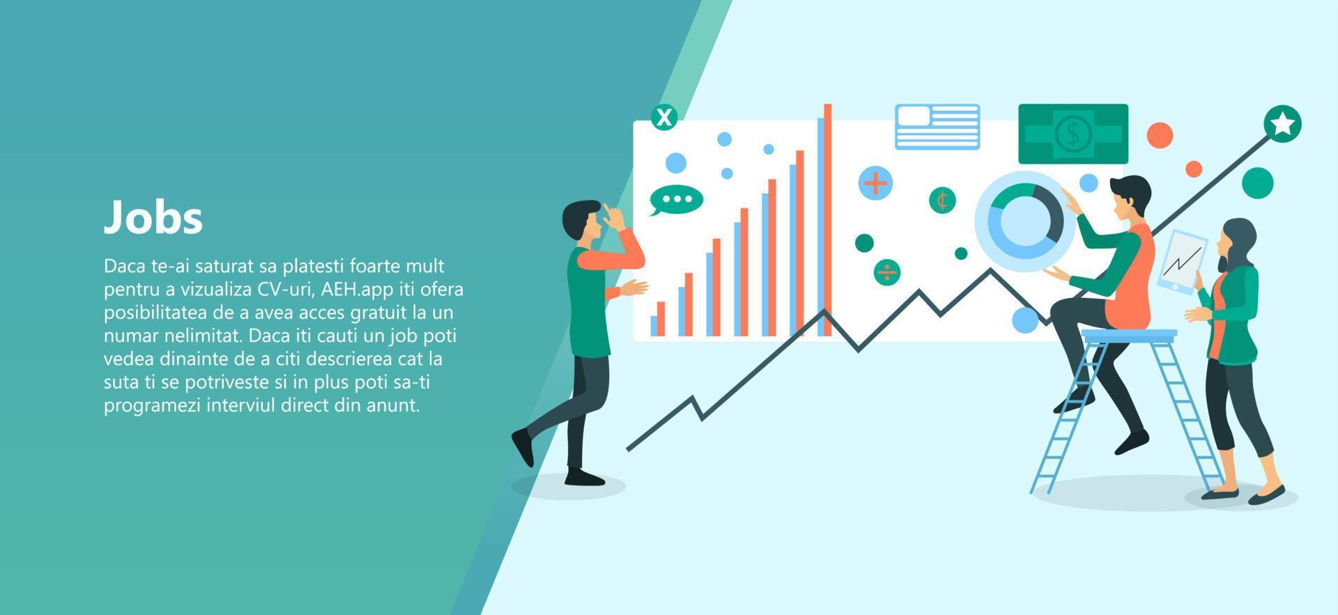 Illustration of a team of workers working on analyzing business data Suitable for landing page, flyers, Infographics, And Other Graphic Related Assets-vector vector