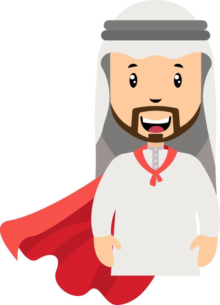 Arab with red cape, illustration, vector on white background.