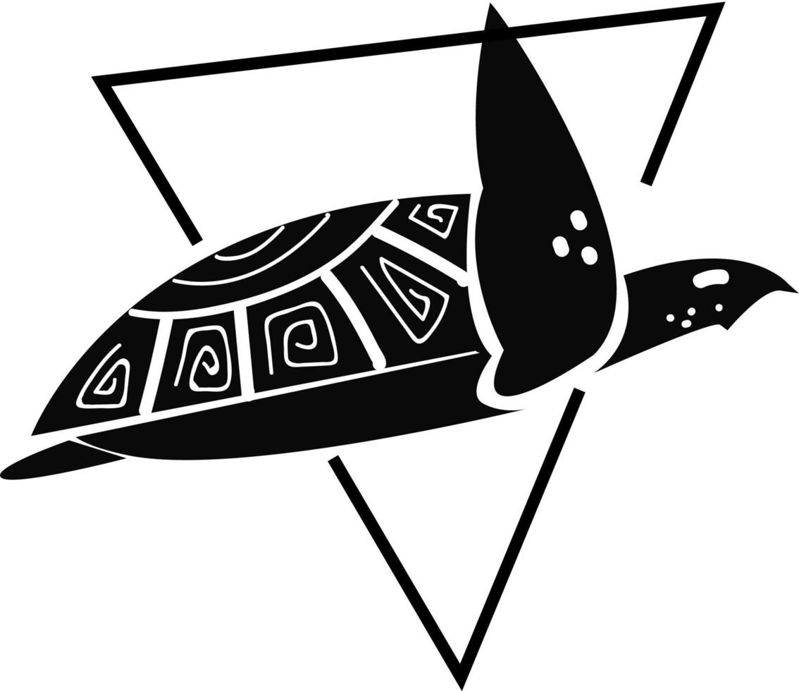 tatuaje de tortuga, vector o ilustración de color.