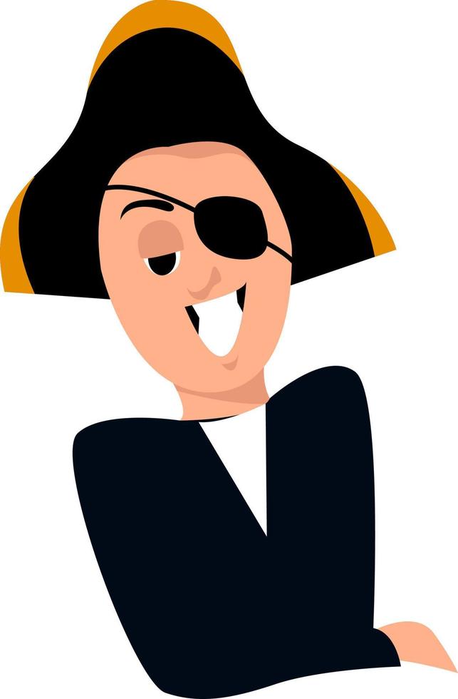 One eyes pirate, illustration, vector on white background.
