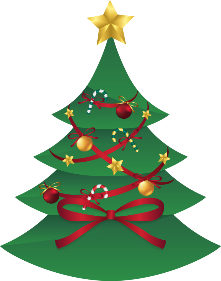 green christmas tree with elements png