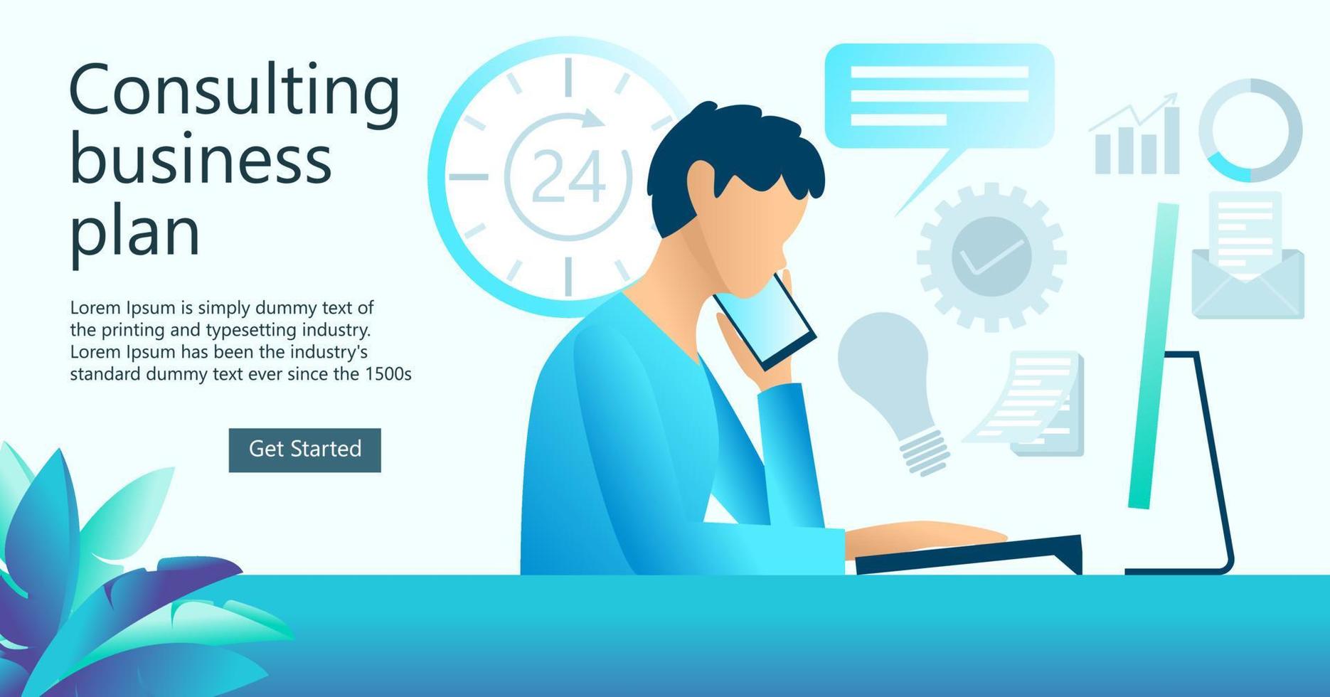 Illustration of discussing with client via smartphone Suitable for landing page, flyers, Infographics, And Other Graphic Related Assets-vector vector