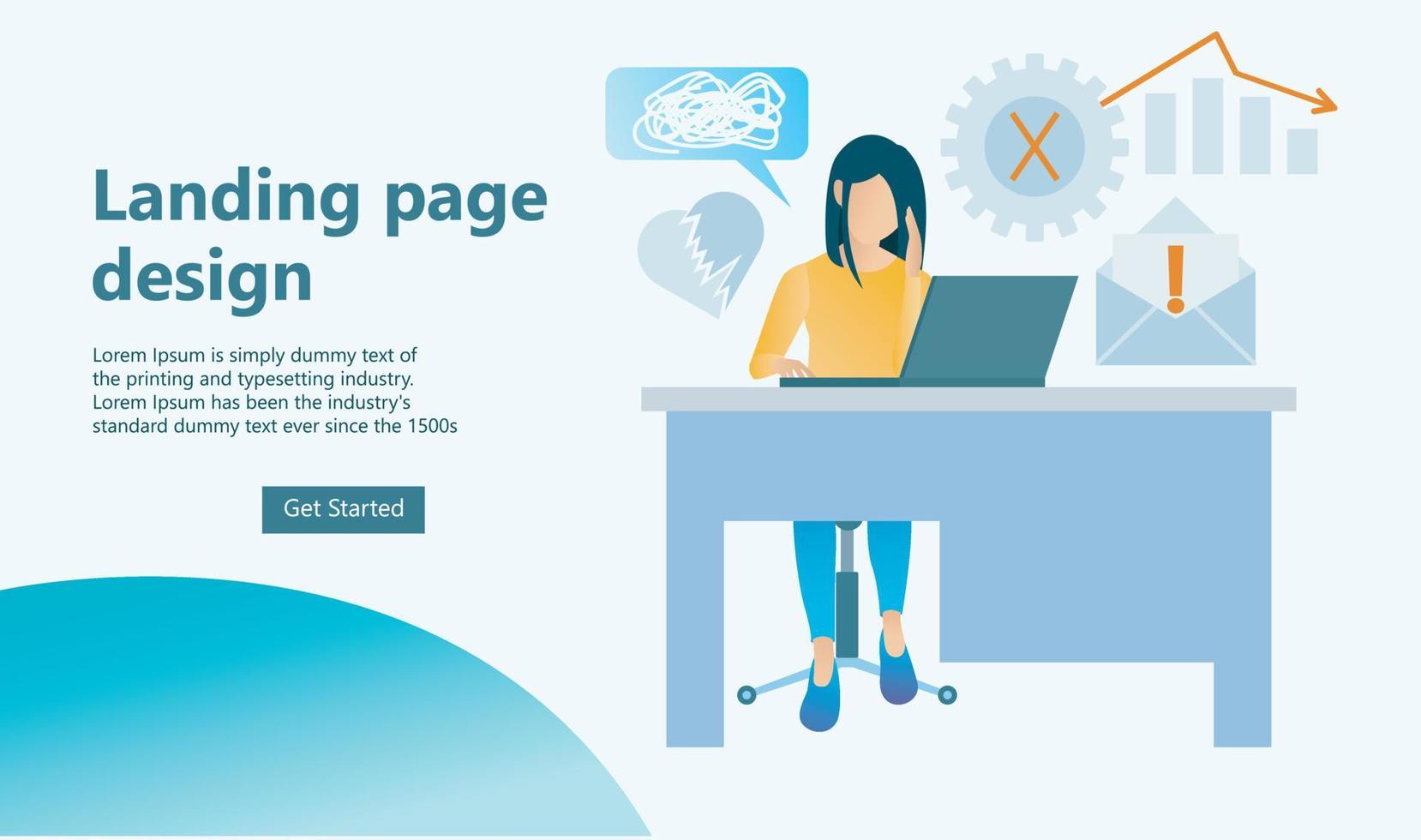 Illustration of sad woman seeing unsuccessful business growth Suitable for landing page, flyers, Infographics, And Other Graphic Related Assets-vector vector