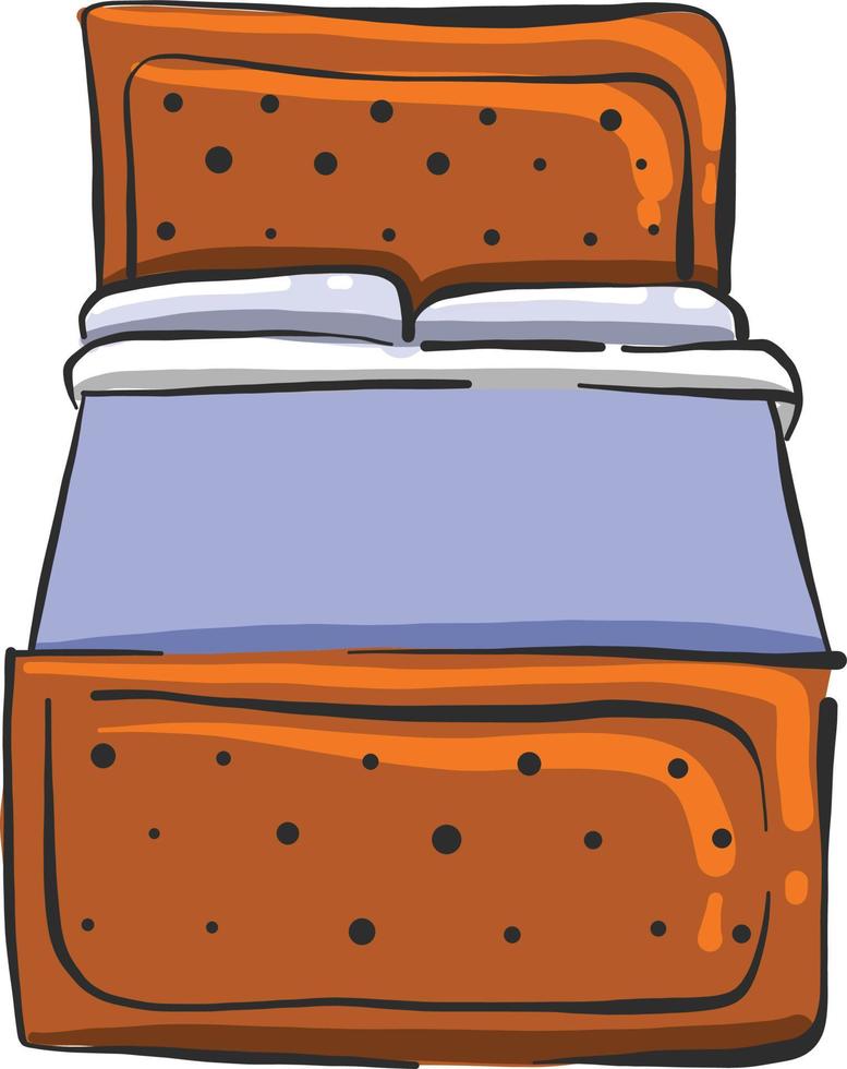 Wooden bed, illustration, vector on white background.