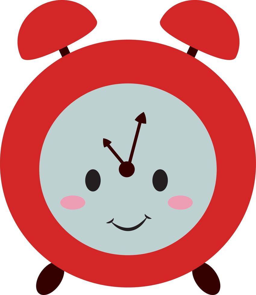 Cute red clock, illustration, vector on white background.