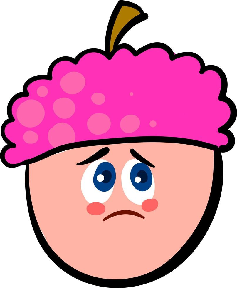 Sad little lychee, illustration, vector on white background