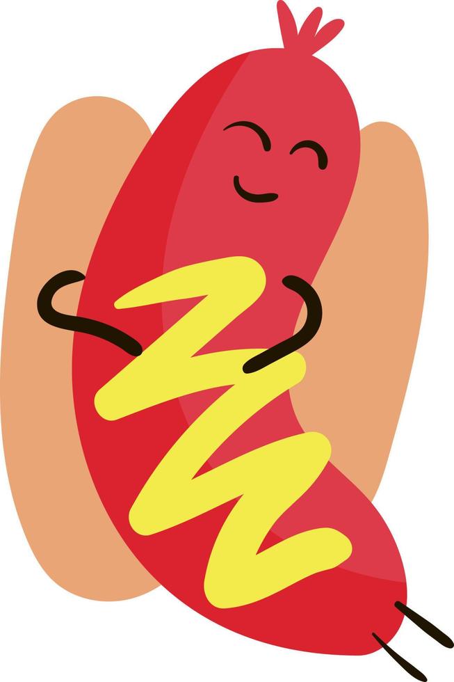 Sleeping hot dog, illustration, vector on white background.