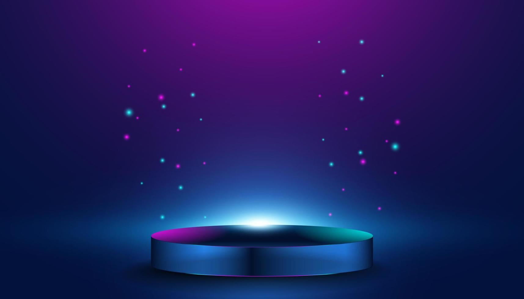Abstract mock up base, stage, podium with beautiful lighting, futuristic for background, modern, circle, technology, black, pink and purple background, sparkly neon. vector