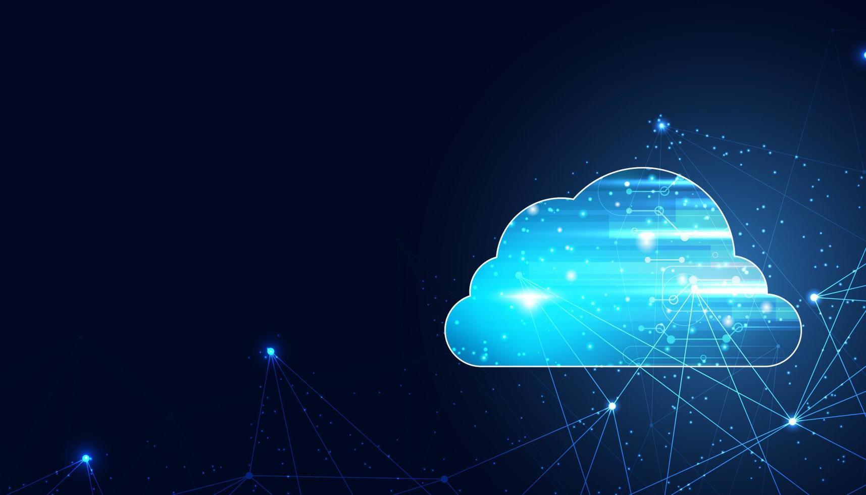 tecnología de nube abstracta con big data y conexión de concepto de información mediante la recopilación de datos en la nube con grandes sistemas de almacenamiento de datos en antecedentes de alta tecnología. vector