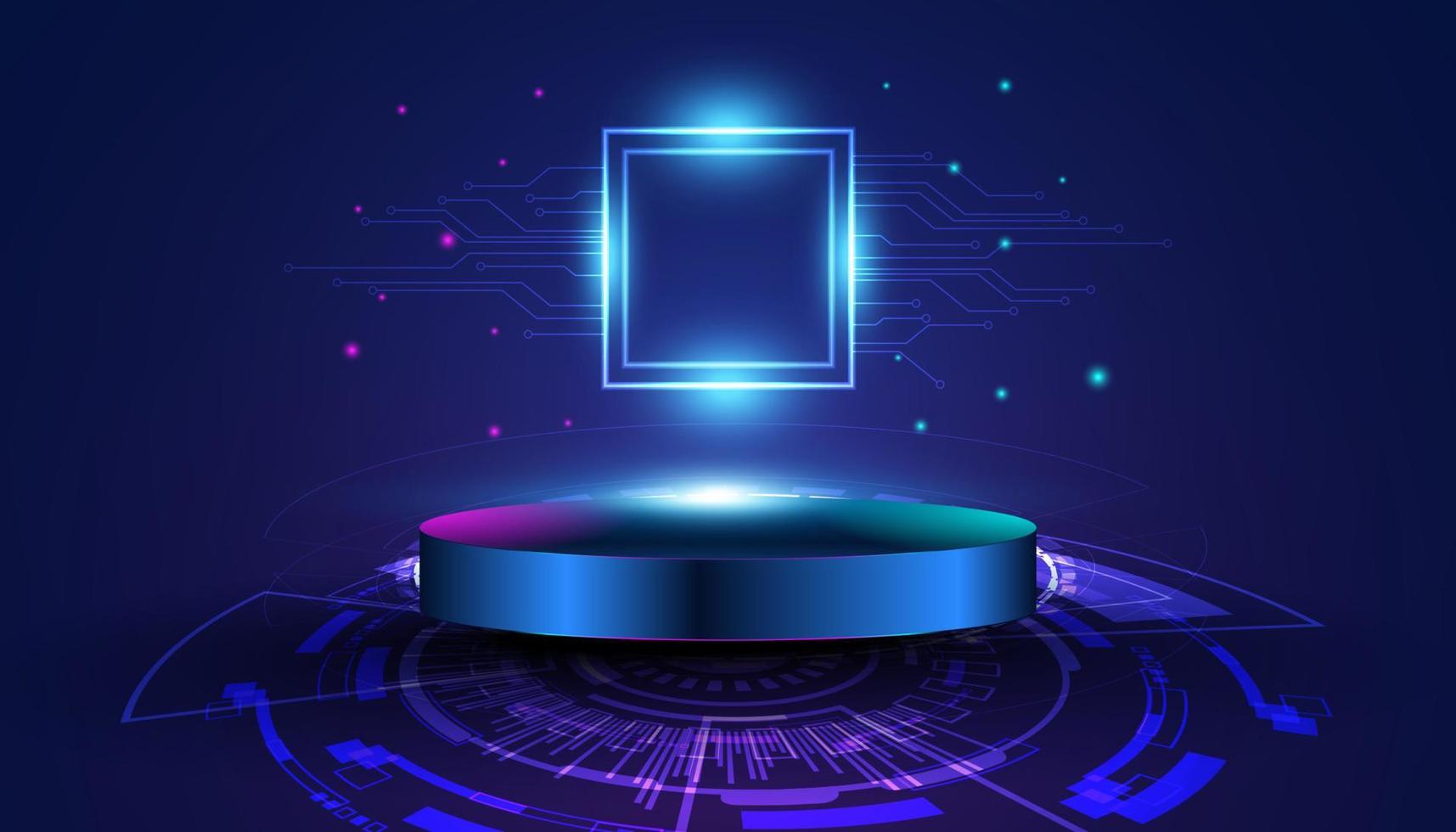 Abstract mock up base, stage, podium with beautiful lighting, futuristic for background, modern, circle, technology, black, pink and purple background, sparkly neon. vector