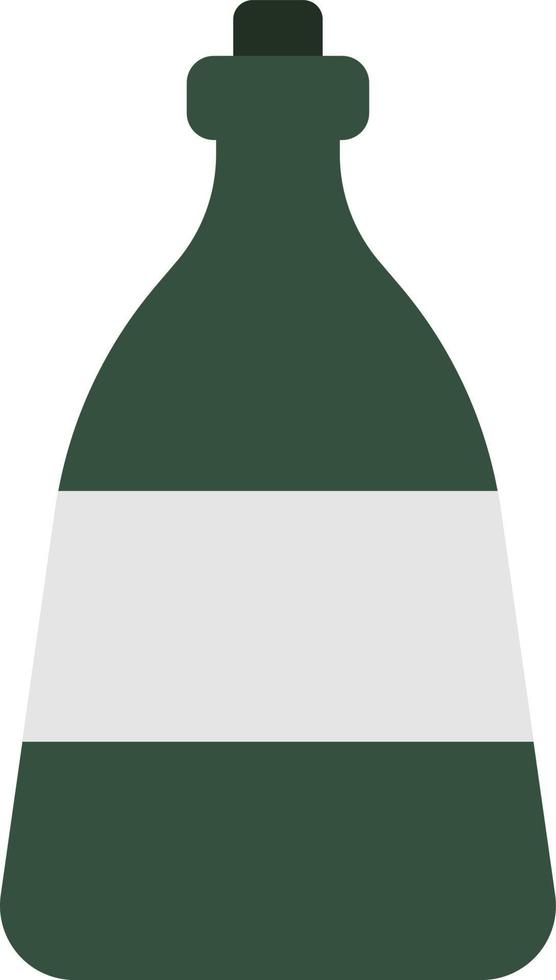 Green rum bottle, illustration, on a white background. vector