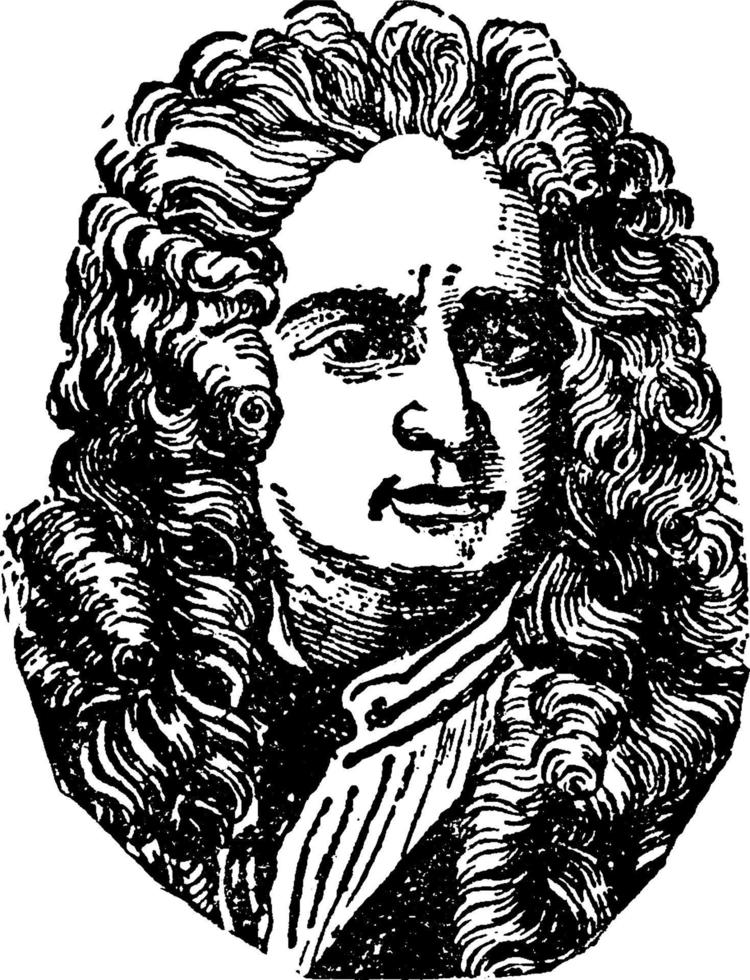 Sir Isaac Newton, vintage illustration vector