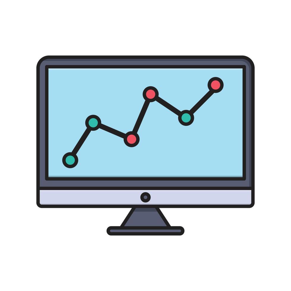 ilustración de vector de pantalla analítica en un fondo. símbolos de calidad premium. iconos vectoriales para concepto y diseño gráfico.