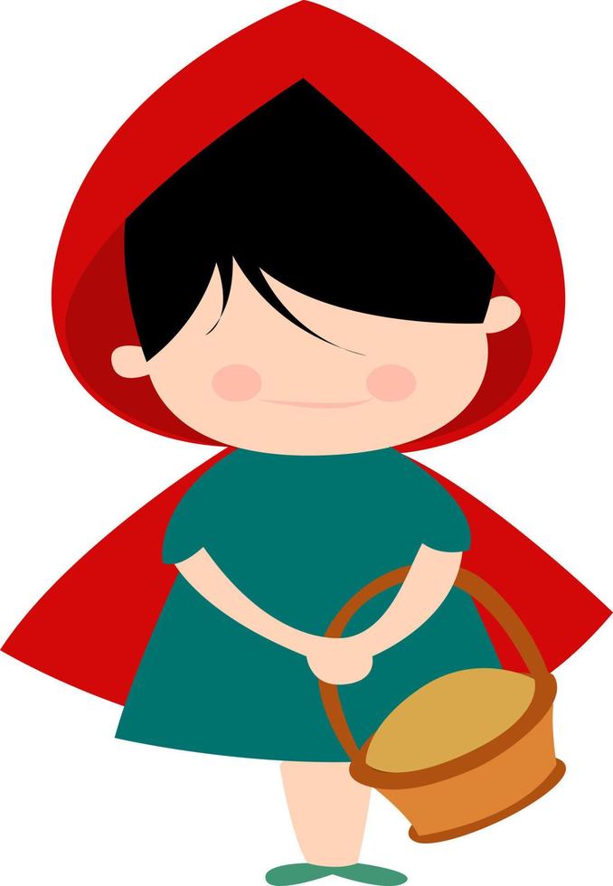 Red riding hood, illustration, vector on white background.