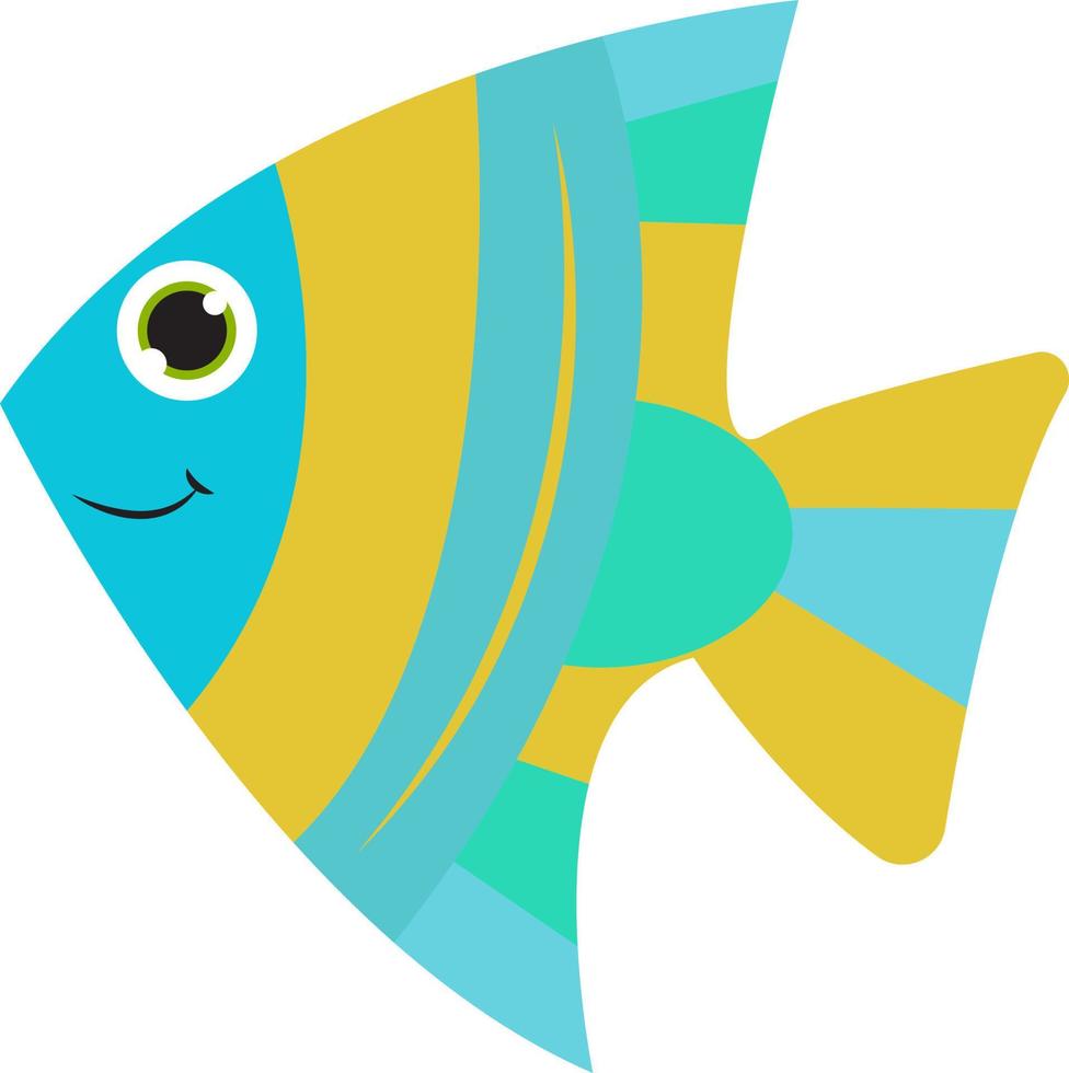 Happy fish, illustration, vector on white background.