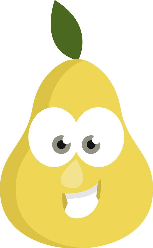 Yellow pear with eyes, illustration, vector on a white background.