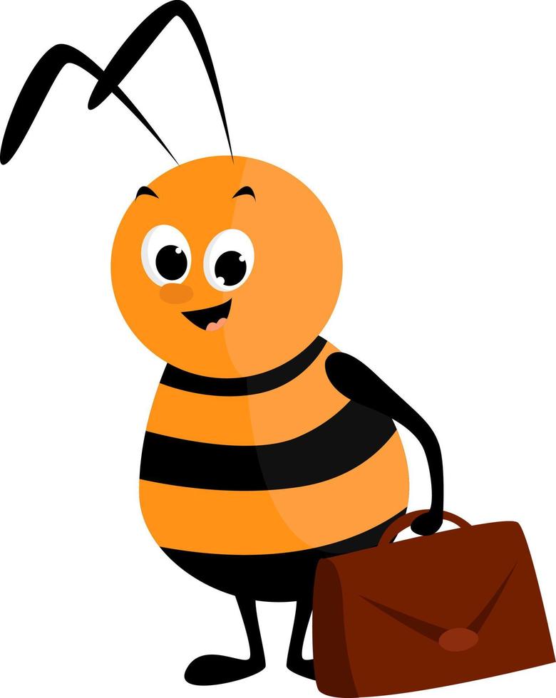 abeja de trabajo, ilustración, vector sobre fondo blanco