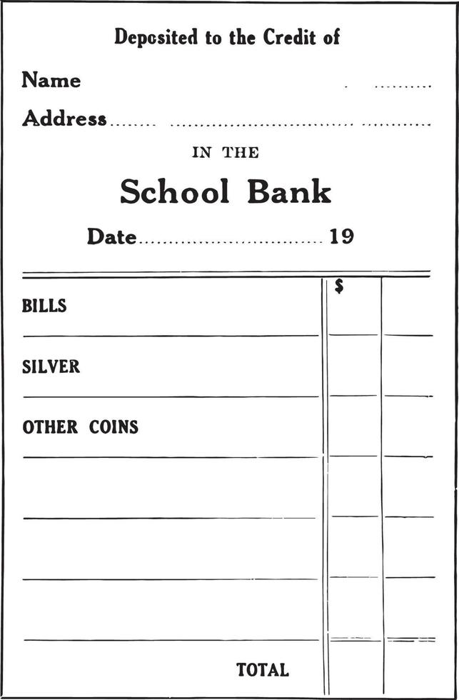 Deposit Slip, vintage illustration. vector