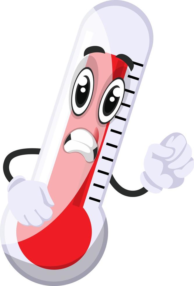 Worried thermometer, illustration, vector on white background.