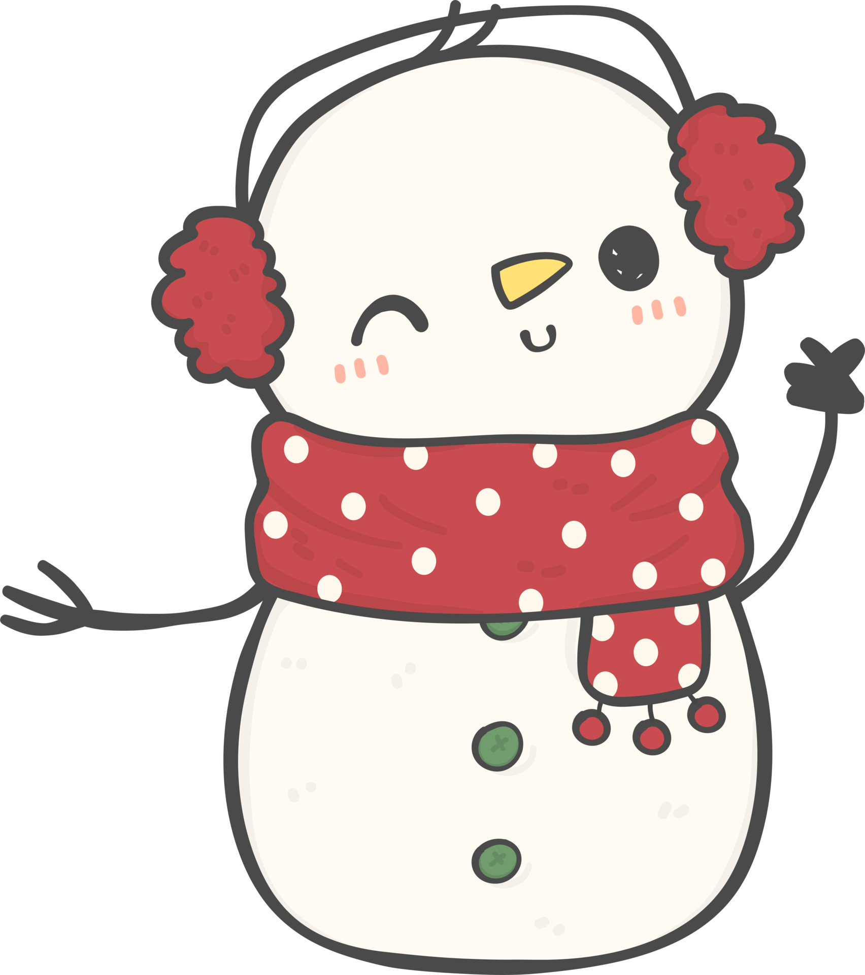 cute happy smile Christmas winter Snowman with scarf and hat cartoon doodle  hand drawing 13794196 PNG