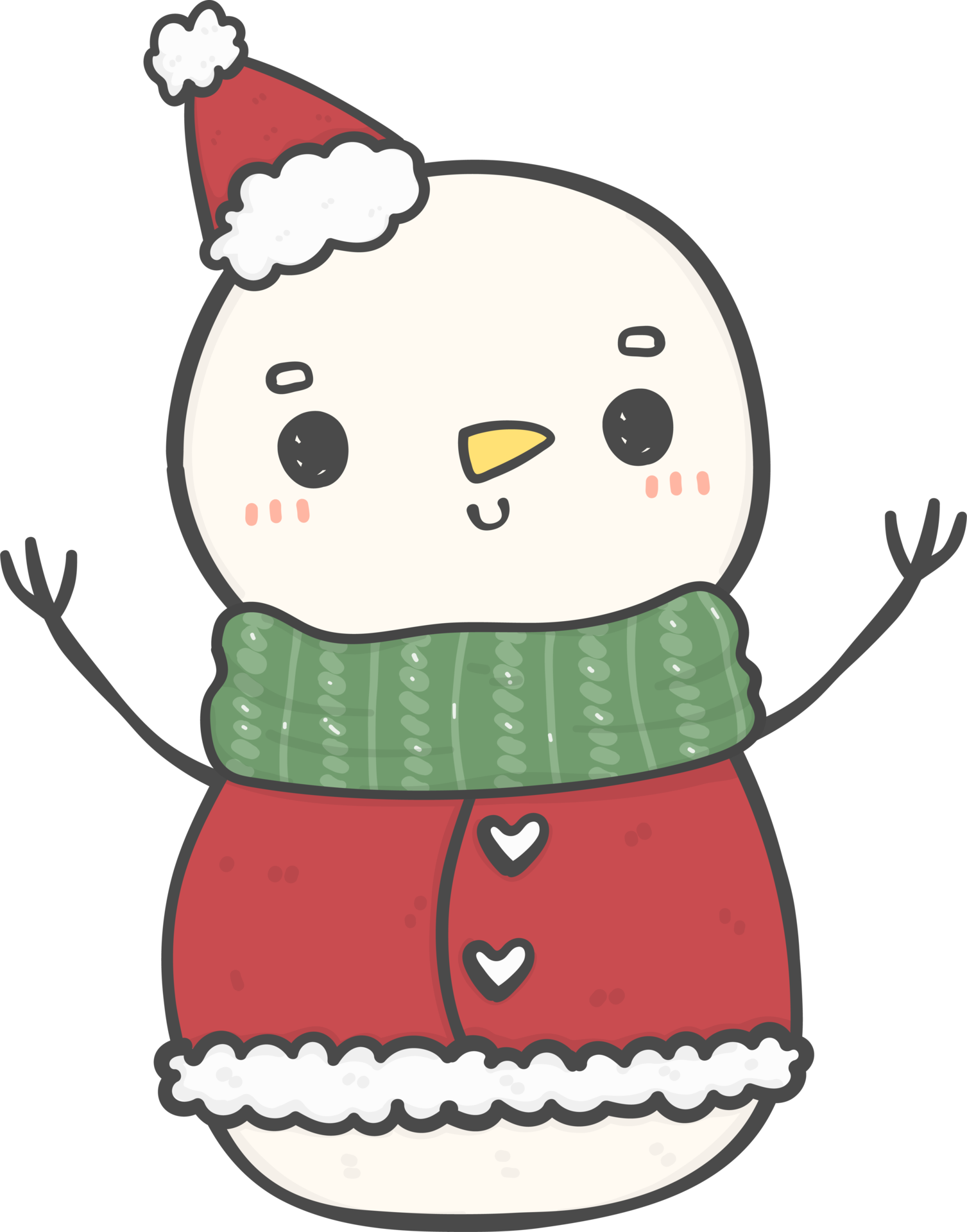cute happy smile Christmas winter Snowman with scarf and hat ...
