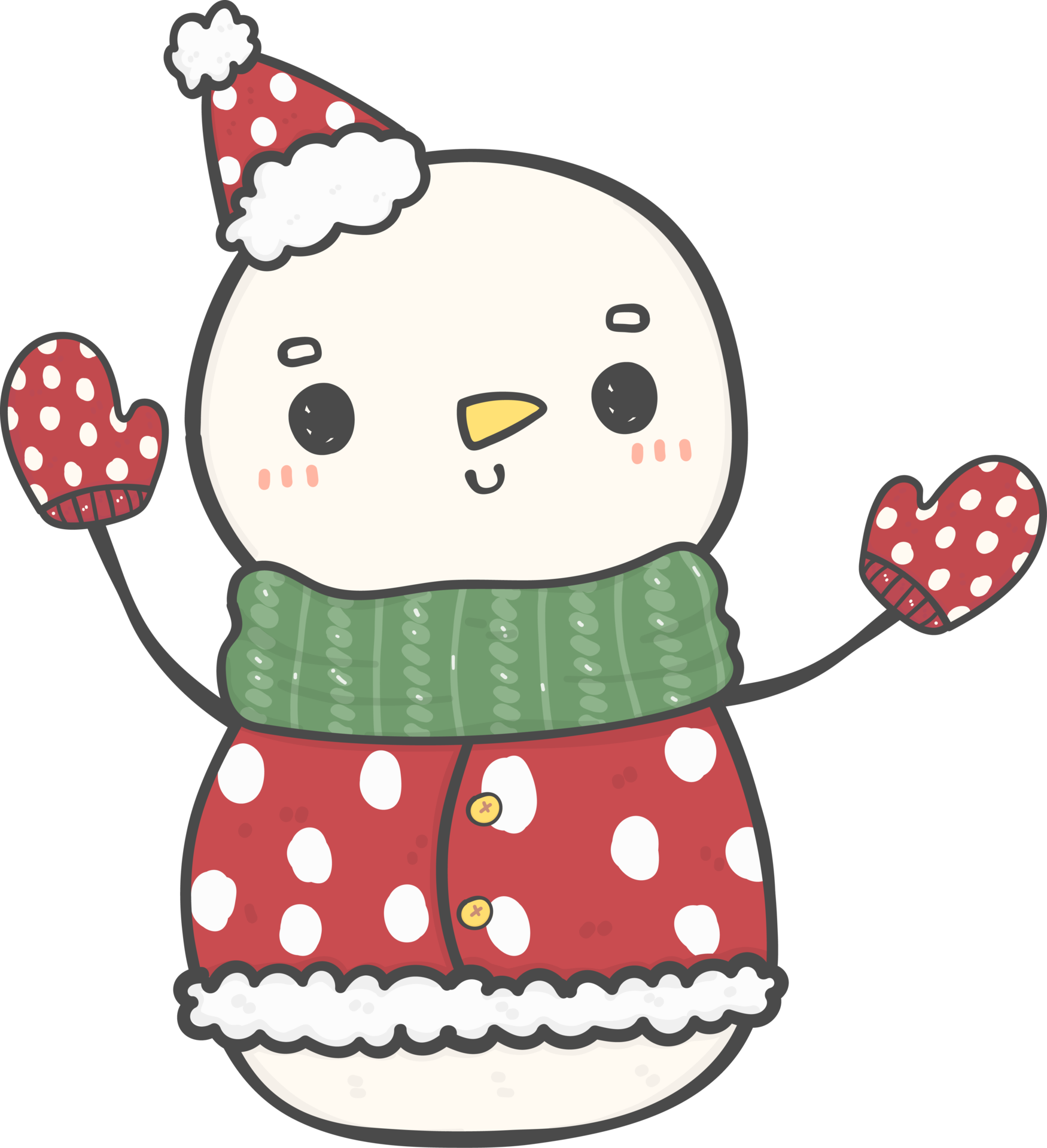 Free cute happy smile Christmas winter Snowman with scarf and hat cartoon  doodle hand drawing 13794200 PNG with Transparent Background